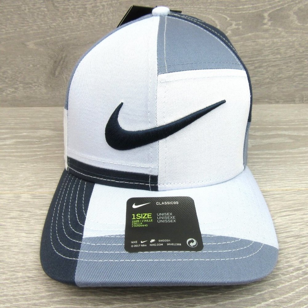 Nike AeroBill Classic99 Golf Hat Blue Patchwork Mens One Size Fit NEW - Picture 2 of 14